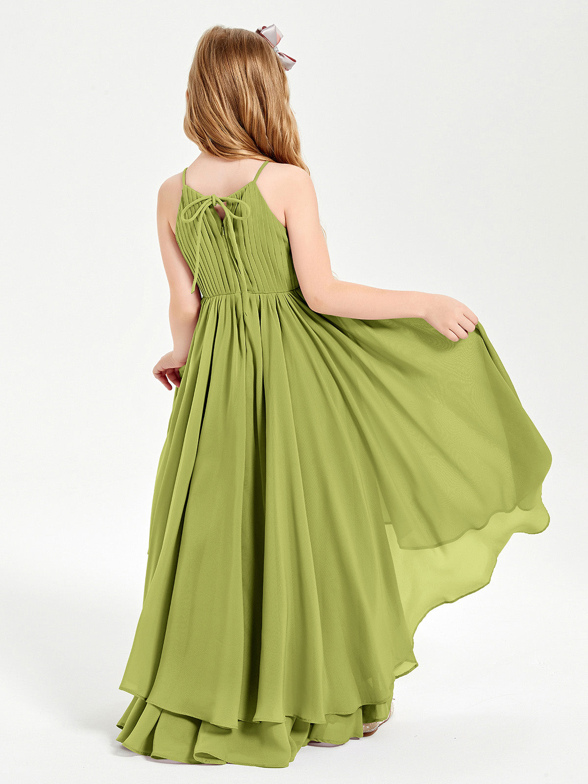 Chiffon Junior Bridesmaid Dresses Asymmetrical Cascading Skirt Clover